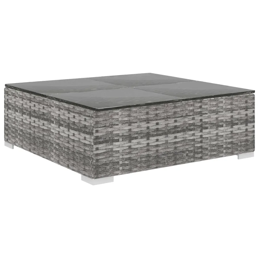 Salon de jardin 5 pcs avec coussins résine tressée gris - 7