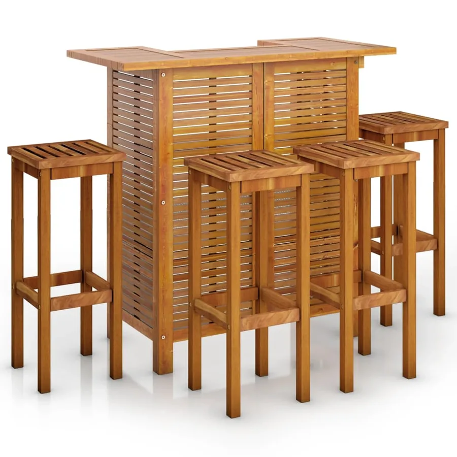 Ensemble de bar de jardin 5 pcs Bois d'acacia massif - 2