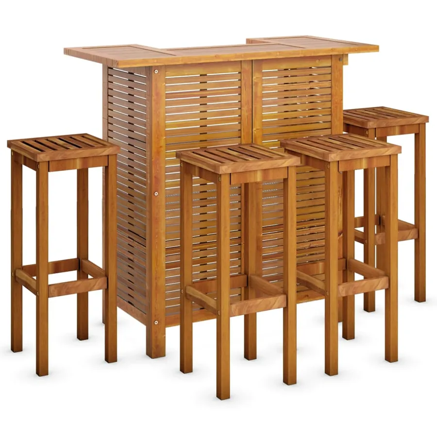 Ensemble de bar de jardin 5 pcs Bois d'acacia massif - 3