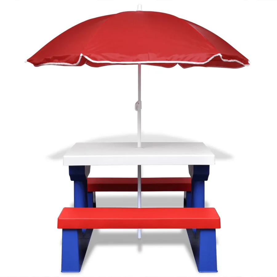 Table et bancs de pique-nique avec parasol pour enfants - 2