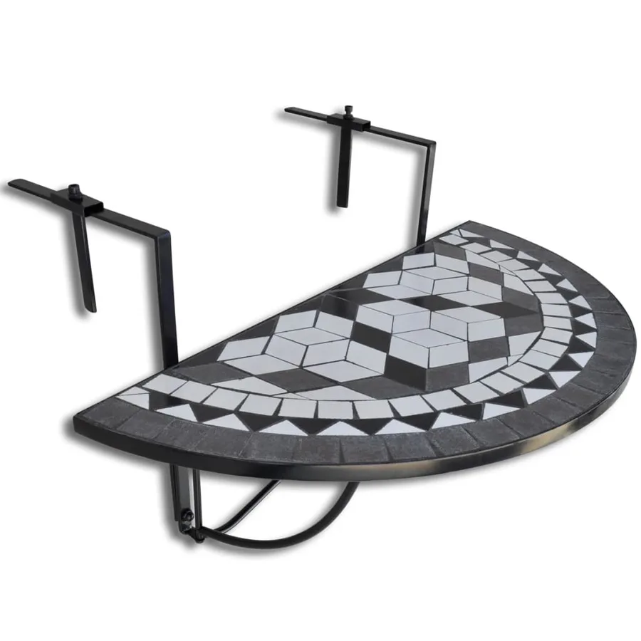 Table suspendue de balcon Noir et blanc Mosaïque - 2