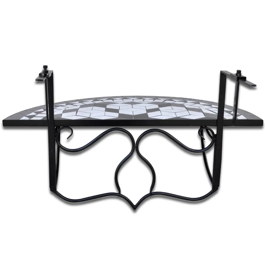 Table suspendue de balcon Noir et blanc Mosaïque - 5