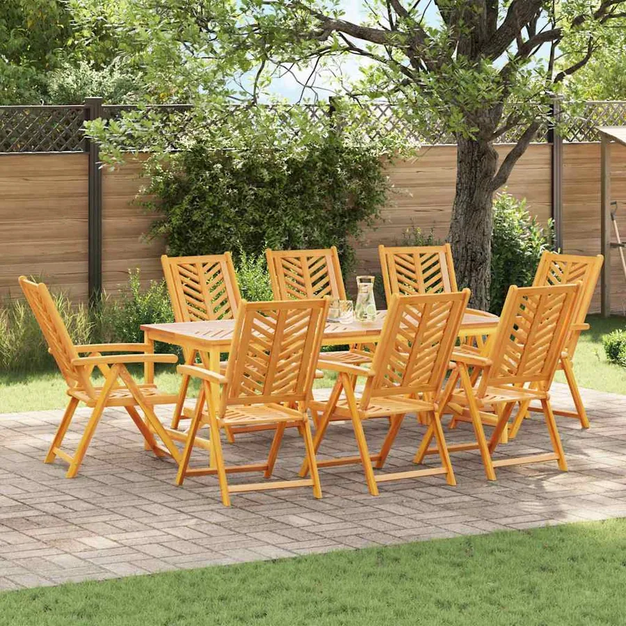 Ensemble de salle à manger pour jardin 9 pc Marron
