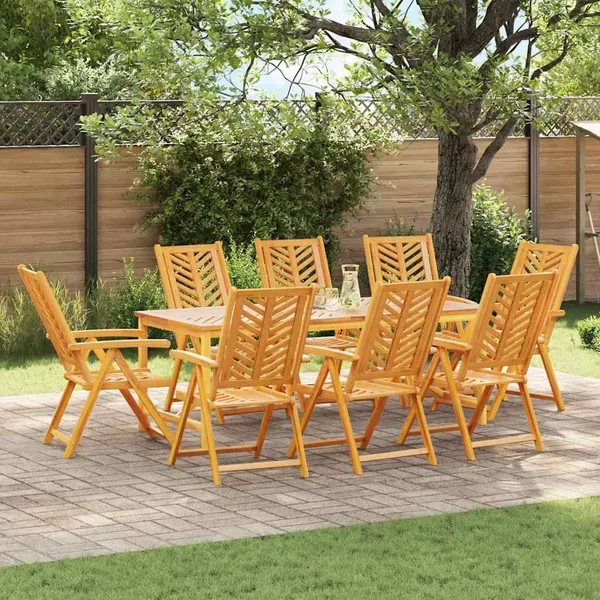 Ensemble de salle à manger pour jardin 9 pc Marron