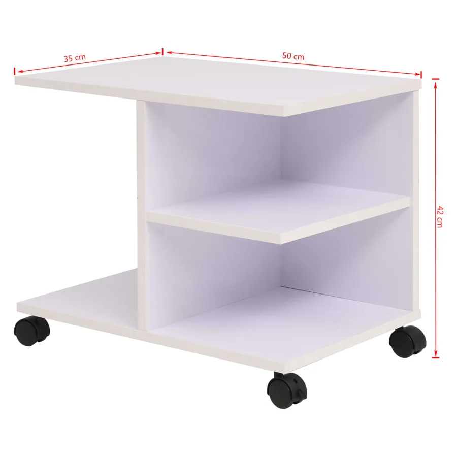 Étagère à roulettes 50x35x42 cm Blanc - 6