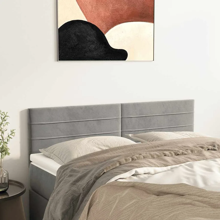 Têtes de lit Gris clair 144x5x78/88 cm Velours