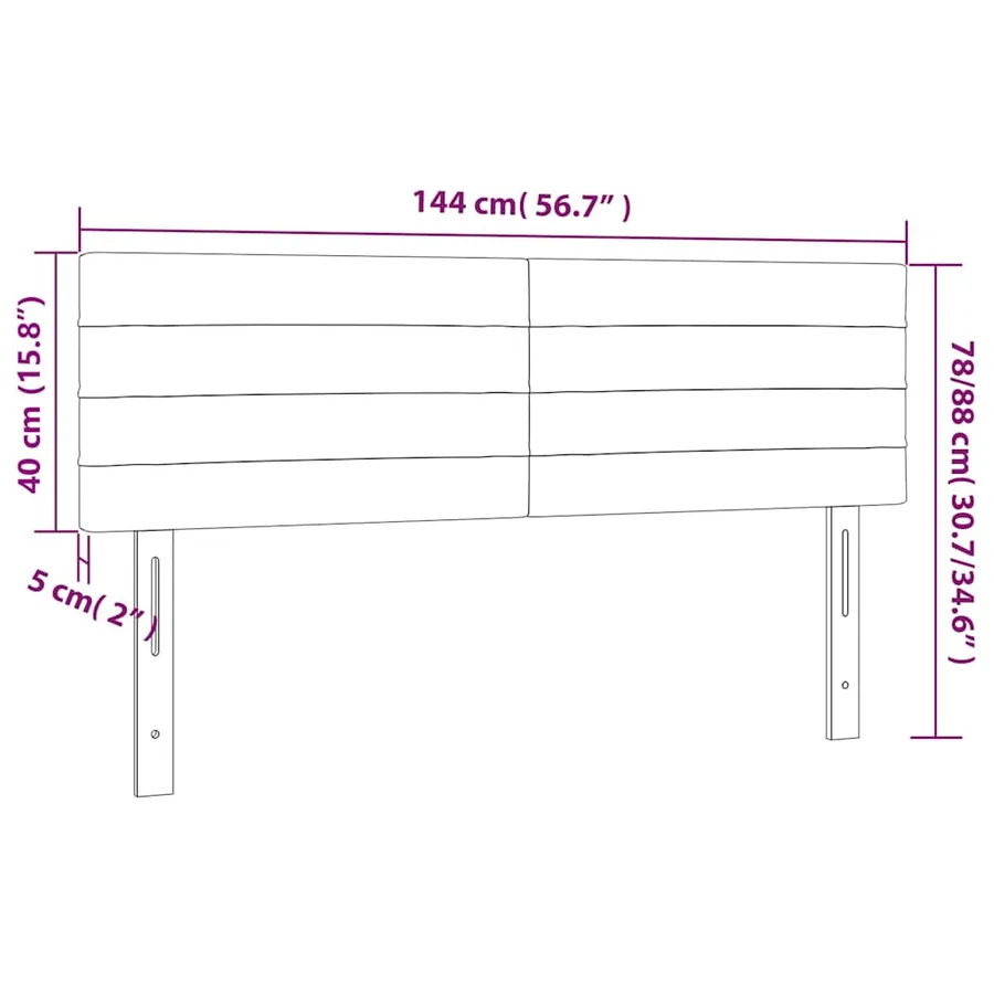 Têtes de lit Gris clair 144x5x78/88 cm Velours - 8