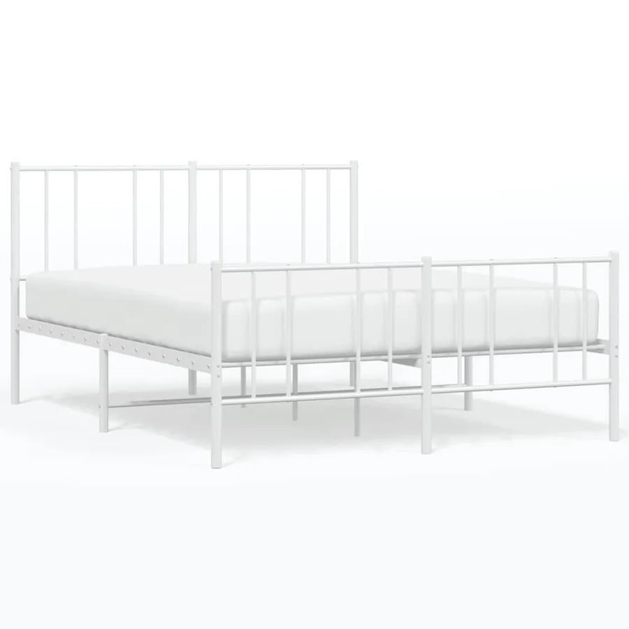 Cadre de lit métal sans matelas et pied de lit blanc 140x200 cm - 2