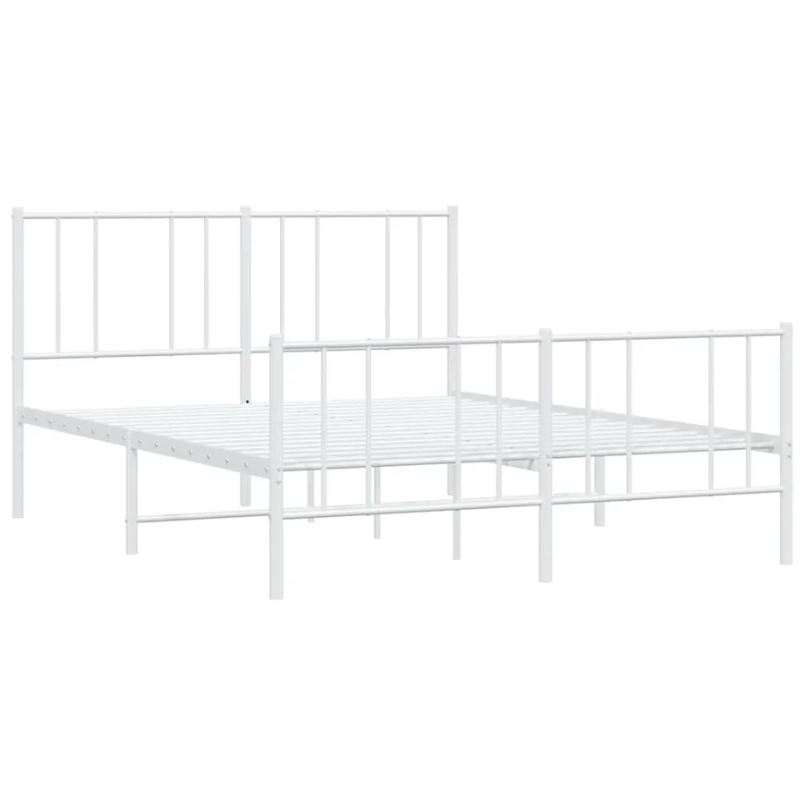 Cadre de lit métal sans matelas et pied de lit blanc 140x200 cm - 3