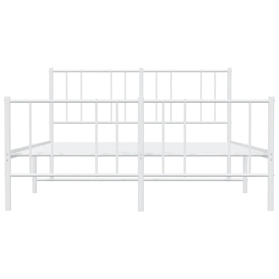 Cadre de lit métal sans matelas et pied de lit blanc 140x200 cm - 6