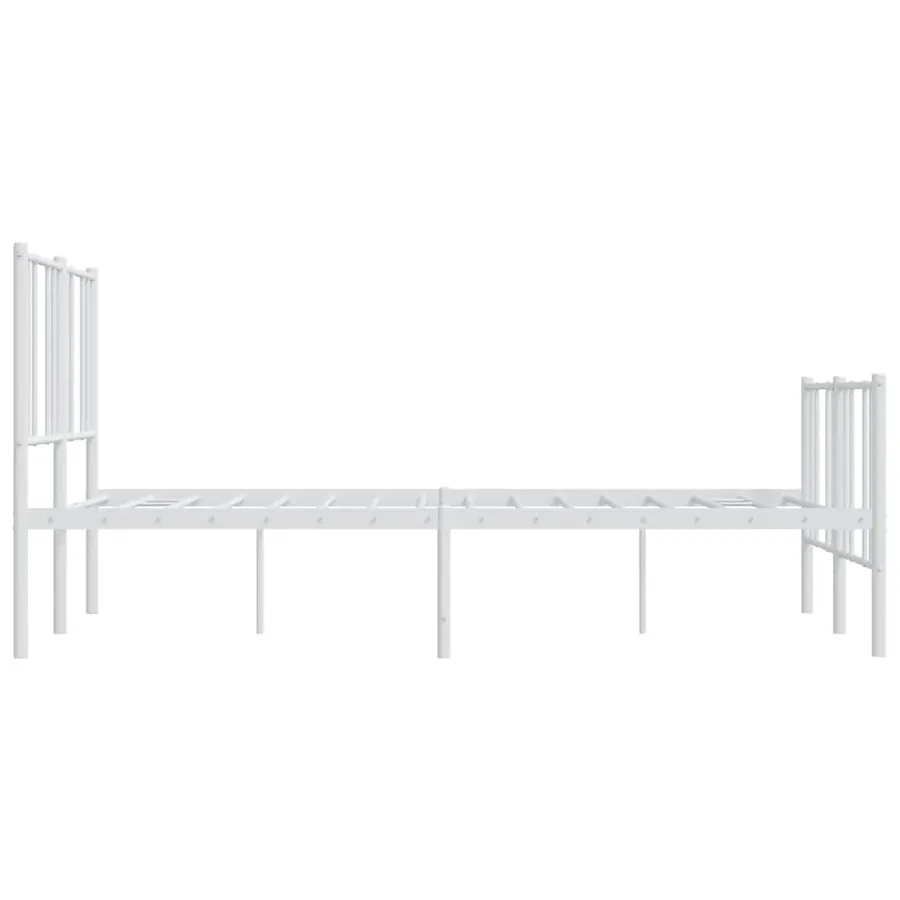 Cadre de lit métal sans matelas et pied de lit blanc 140x200 cm - 7