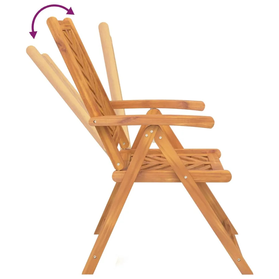 Chaises de jardin inclinables lot de 3 bois massif d'acacia - 7
