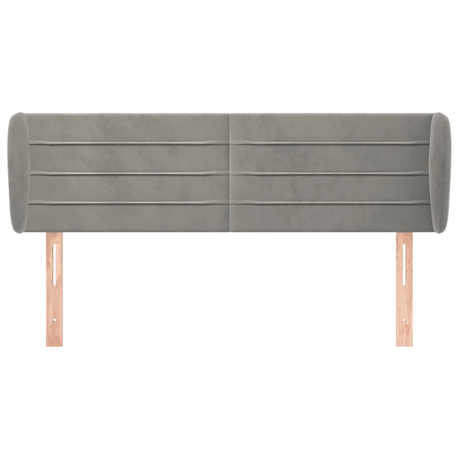 Tête de lit avec oreilles Gris clair 147x23x78/88 cm Velours - 3