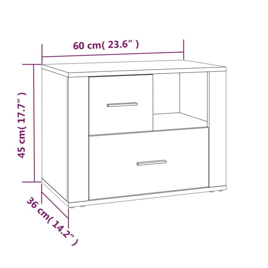 Table de chevet Sonoma gris 60x36x45 cm Bois d'ingénierie - 11