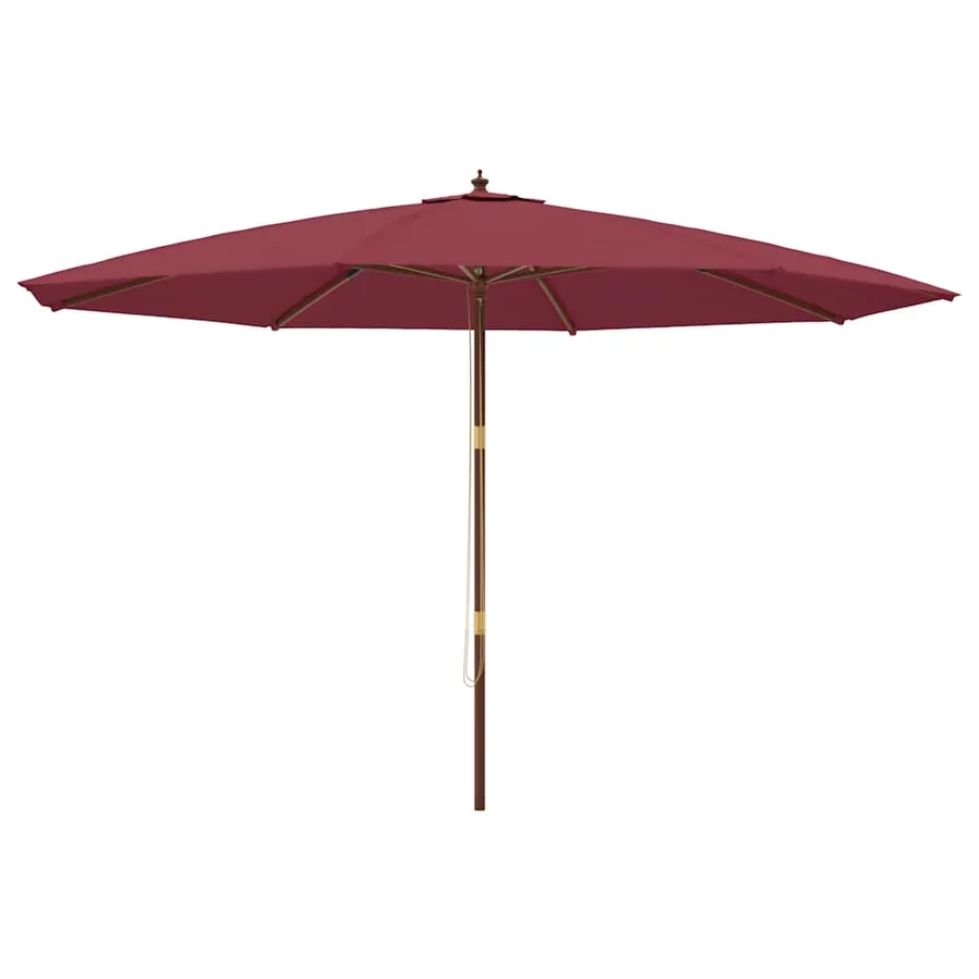 Parasol de jardin avec mât en bois rouge bordeaux 400x273 cm - 2