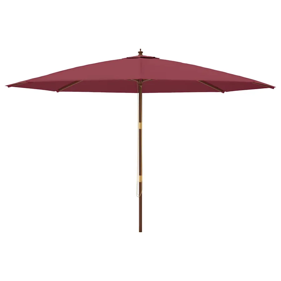 Parasol de jardin avec mât en bois rouge bordeaux 400x273 cm - 3