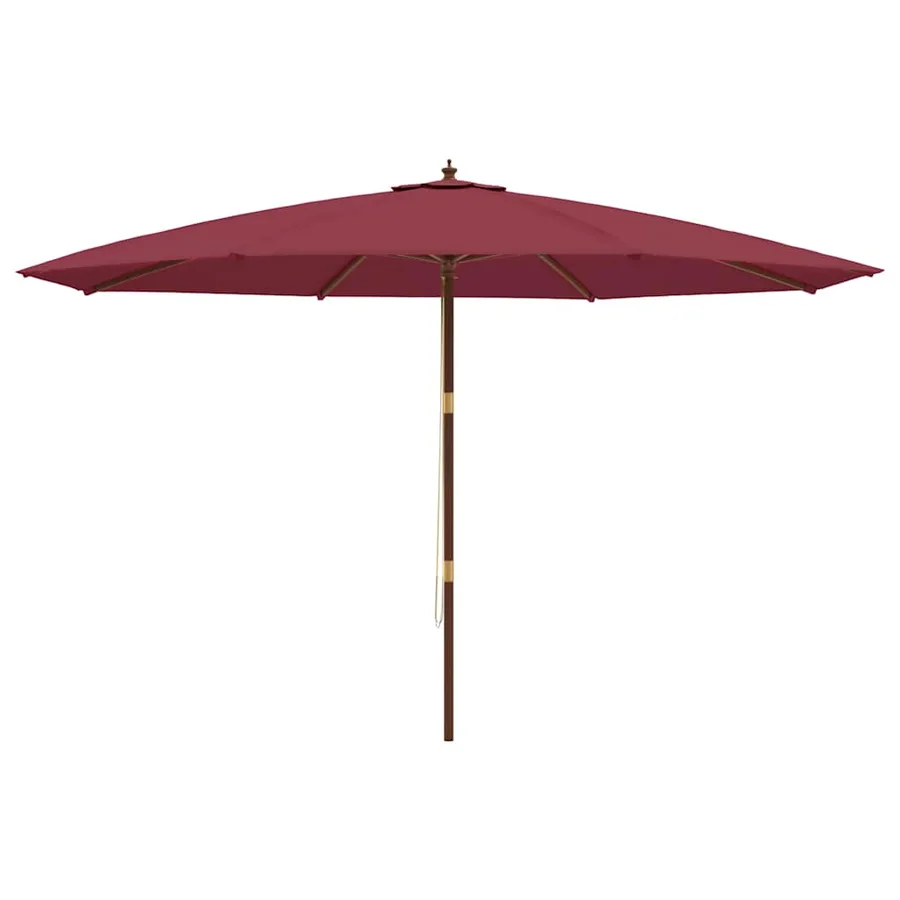 Parasol de jardin avec mât en bois rouge bordeaux 400x273 cm - 4