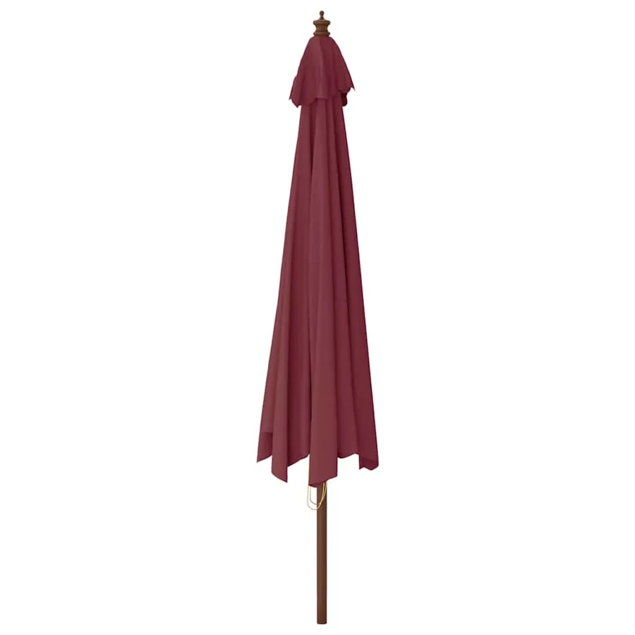 Parasol de jardin avec mât en bois rouge bordeaux 400x273 cm - 5