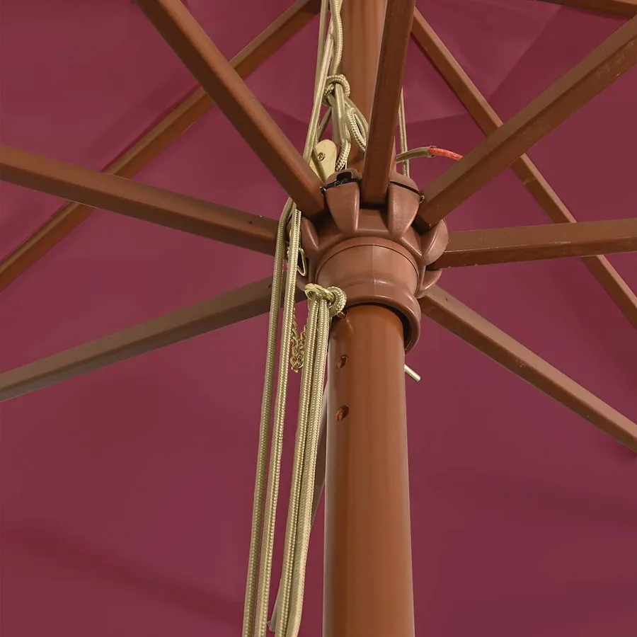 Parasol de jardin avec mât en bois rouge bordeaux 400x273 cm - 6