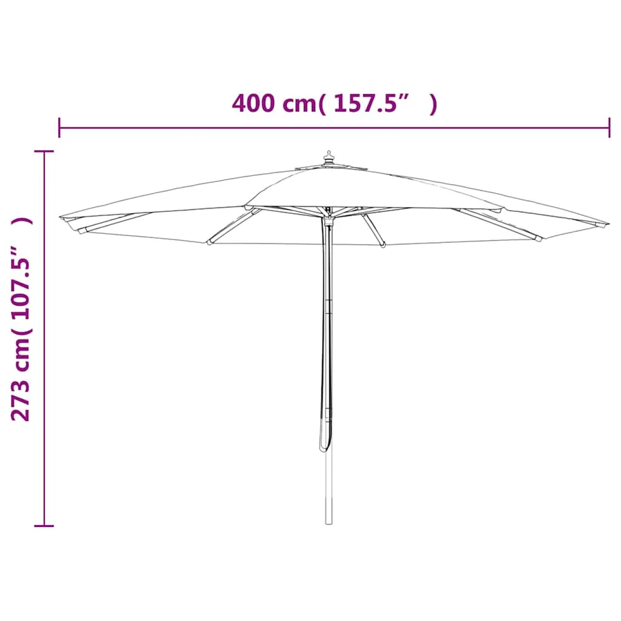 Parasol de jardin avec mât en bois rouge bordeaux 400x273 cm - 8