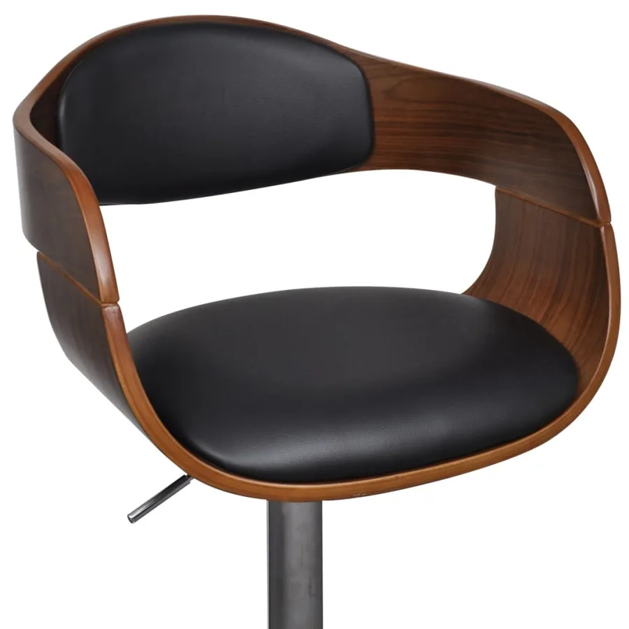 Tabourets de bar lot de 2 noir bois courbé et similicuir - 5