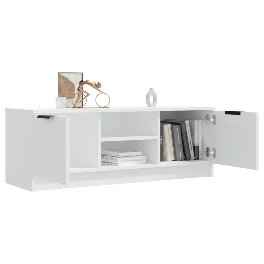 Meuble TV Blanc 102x35x36,5 cm Bois d'ingénierie - 7