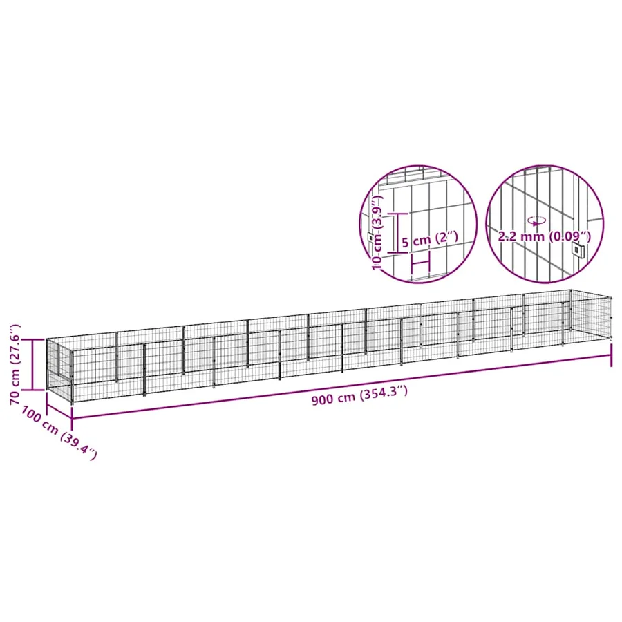 Chenil Argenté 9 m² Acier - 9