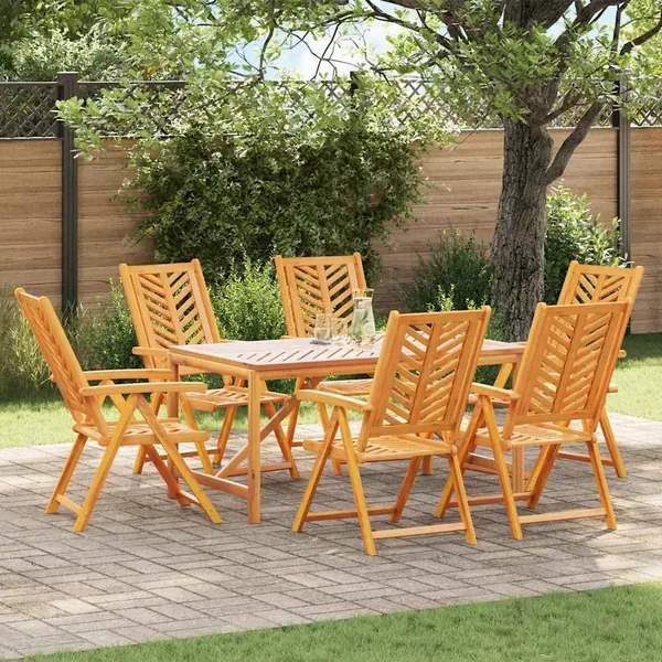 Ensemble de salle à manger pour jardin 7 pc Marron