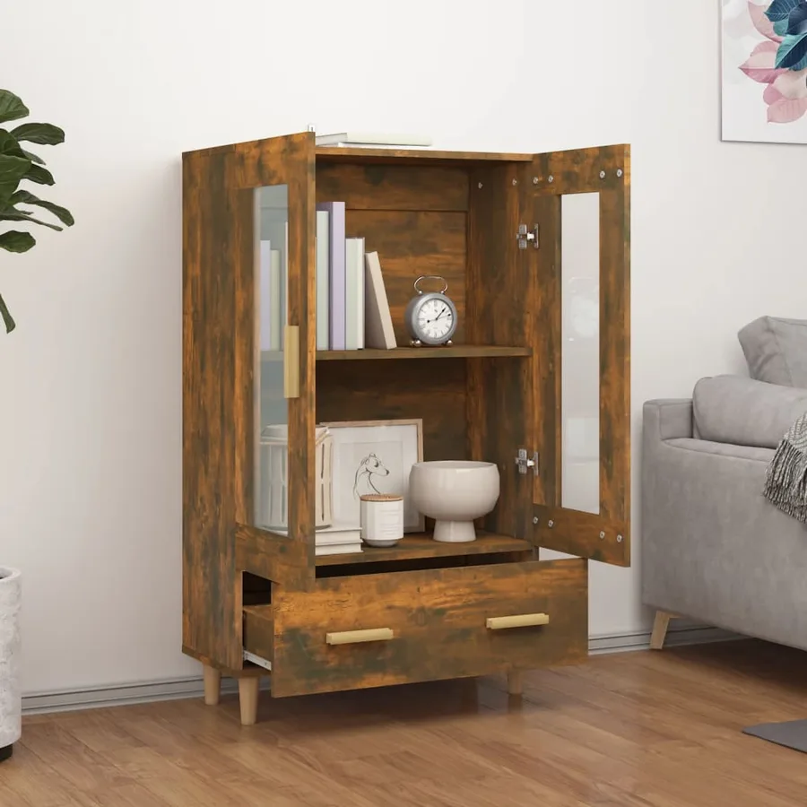 Buffet haut Chêne fumé 70x31x115 cm Bois d'ingénierie - 3