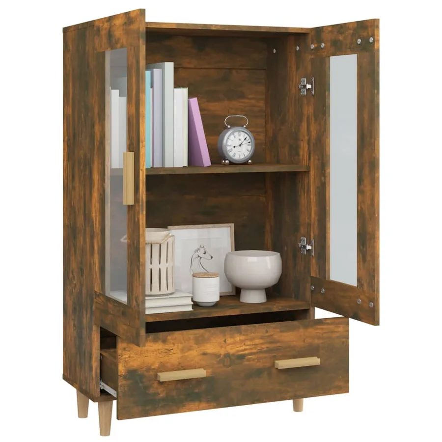 Buffet haut Chêne fumé 70x31x115 cm Bois d'ingénierie - 4