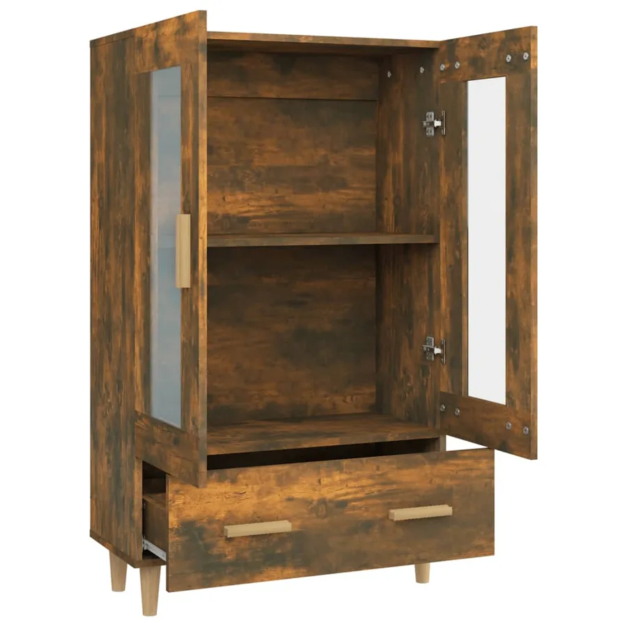 Buffet haut Chêne fumé 70x31x115 cm Bois d'ingénierie - 6