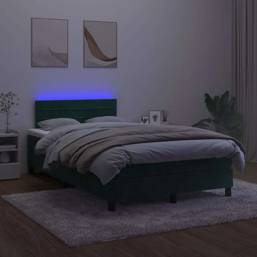 Sommier à lattes de lit avec matelas LED Vert foncé 120x200 cm - 4