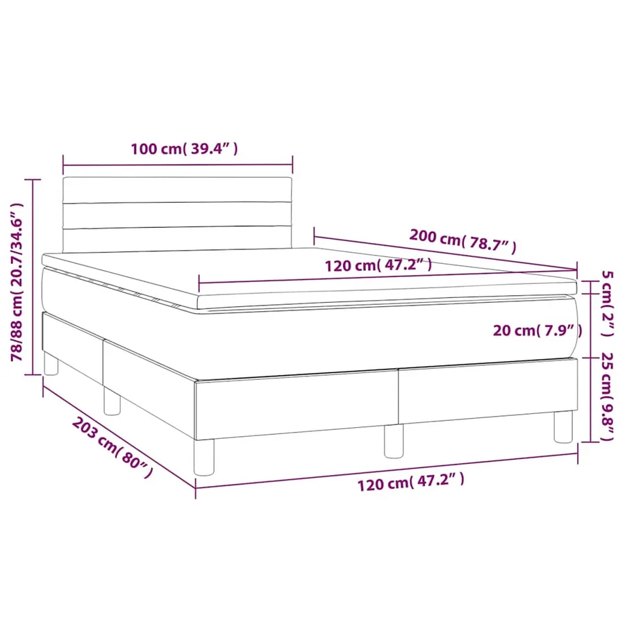 Sommier à lattes de lit avec matelas LED Vert foncé 120x200 cm - 9