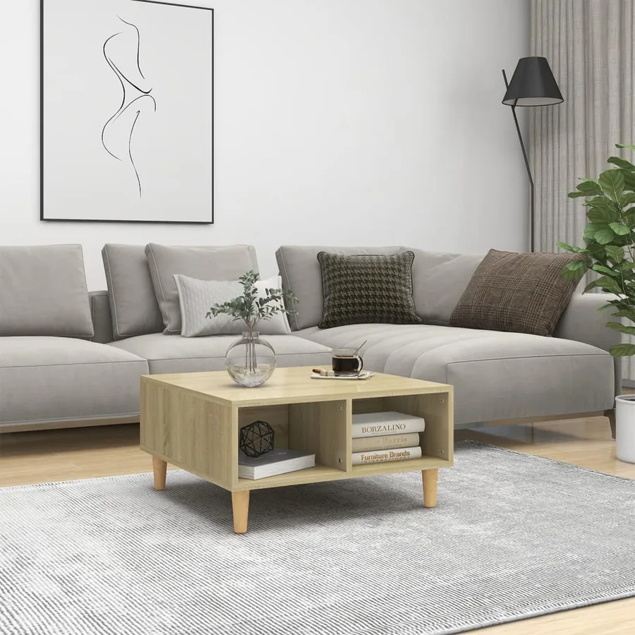 Table basse chêne sonoma 60x60x30 cm bois d'ingénierie