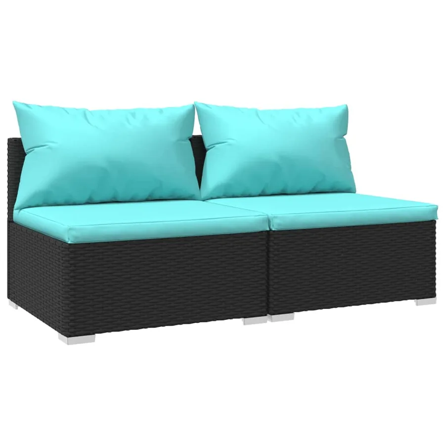 Salon de jardin 2 pcs avec coussins Résine tressée Noir - 2