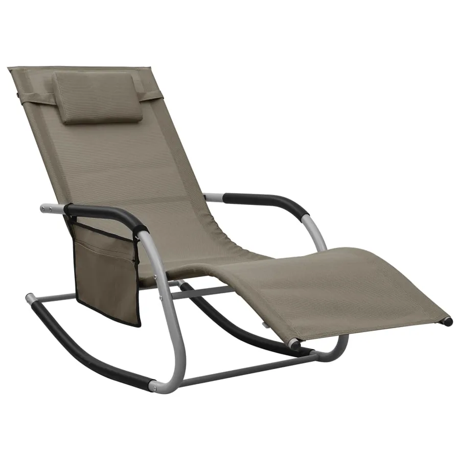 Chaise longue textilène crème et gris - 15