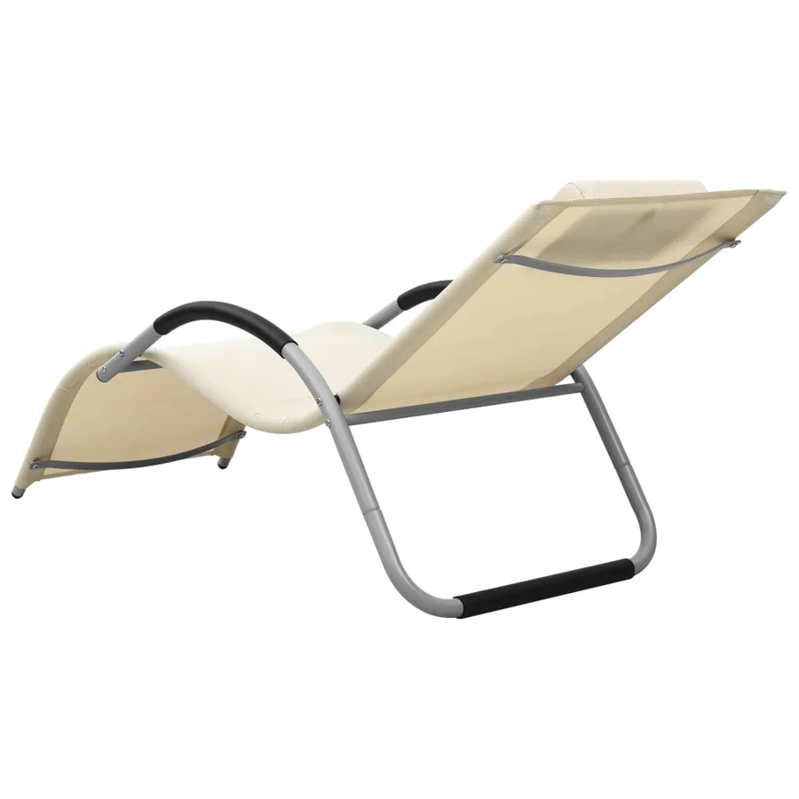 Chaise longue textilène crème et gris - 32