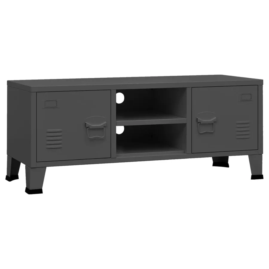 Meuble TV industriel Anthracite 105x35x42 cm Métal - 2