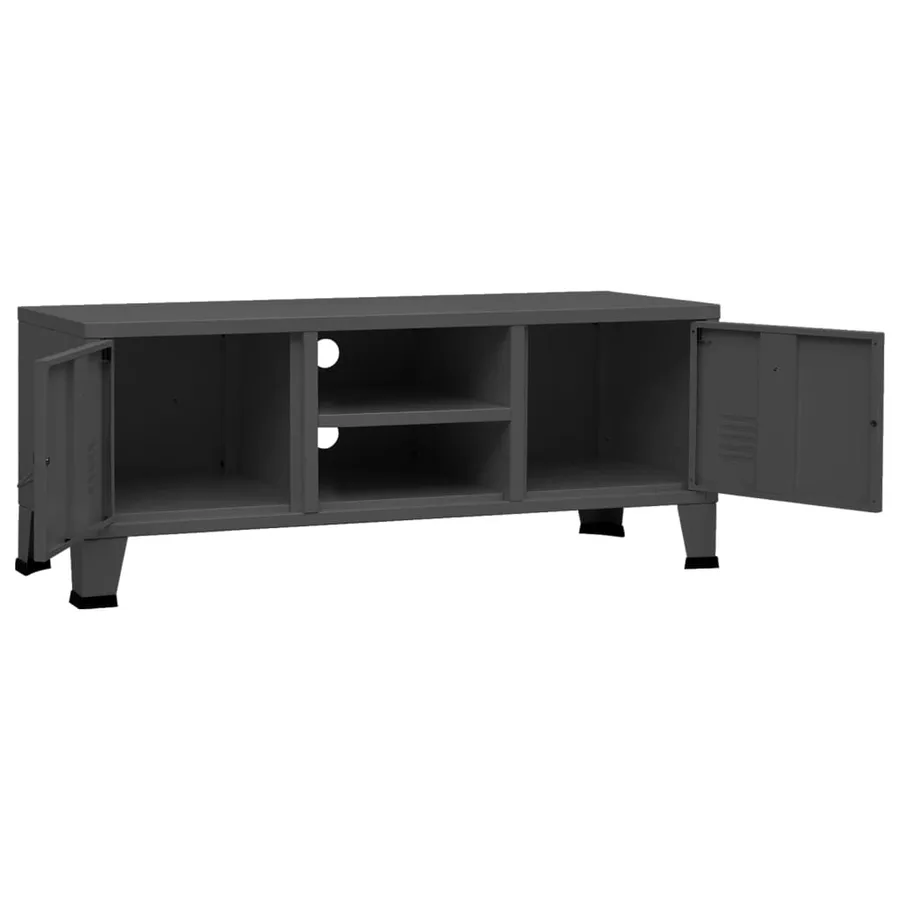 Meuble TV industriel Anthracite 105x35x42 cm Métal - 6