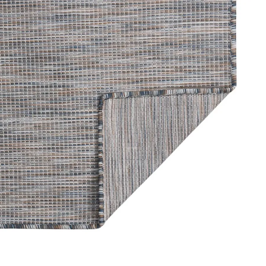 Tapis à tissage plat d'extérieur 140x200 cm Marron et bleu - 2