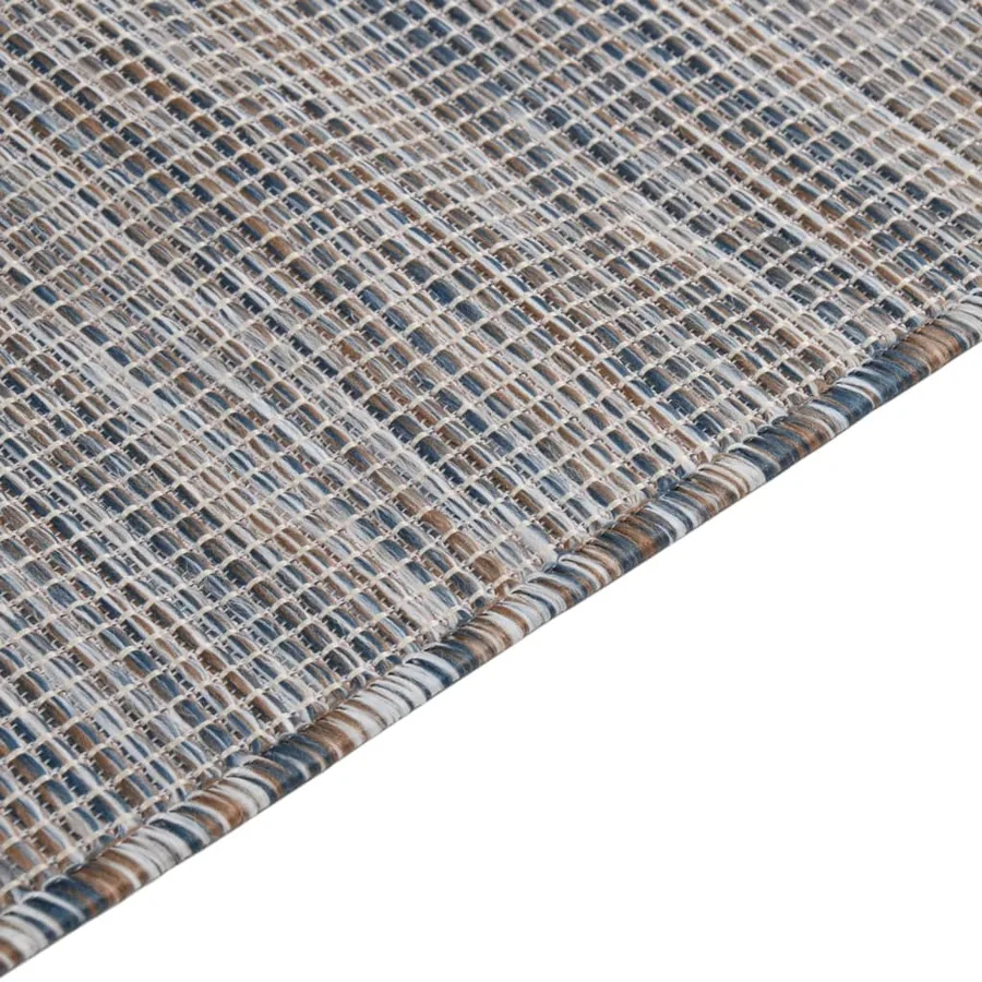 Tapis à tissage plat d'extérieur 140x200 cm Marron et bleu - 4