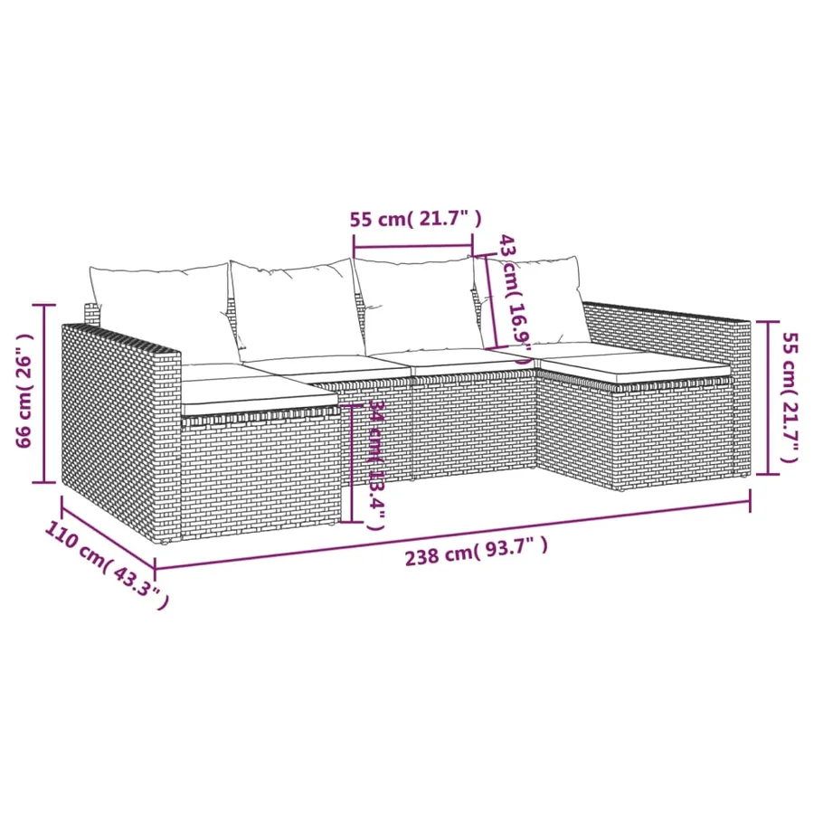Salon de jardin 2 pcs avec coussins Marron Résine tressée - 11