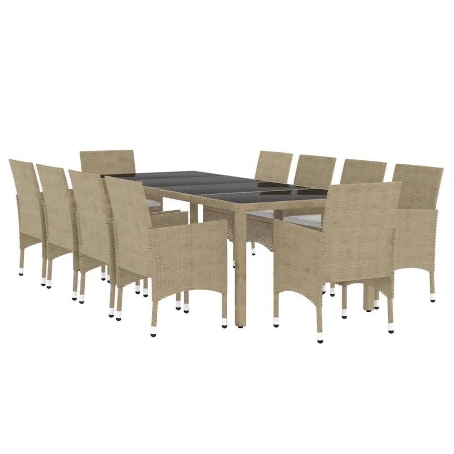 Ensemble à manger de jardin 11pcs Résine tressée Beige - 3
