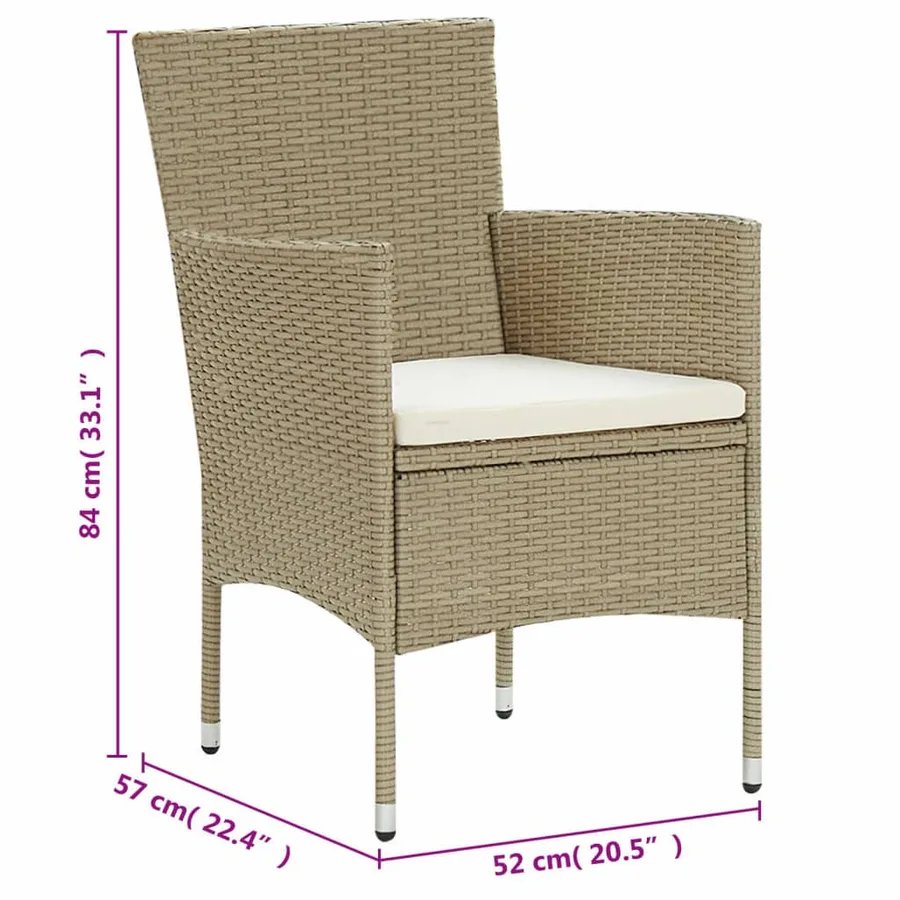 Ensemble à manger de jardin 11pcs Résine tressée Beige - 8