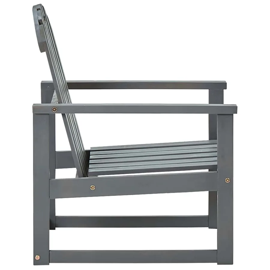Chaises de jardin lot de 2 Gris Bois d'acacia solide - 4