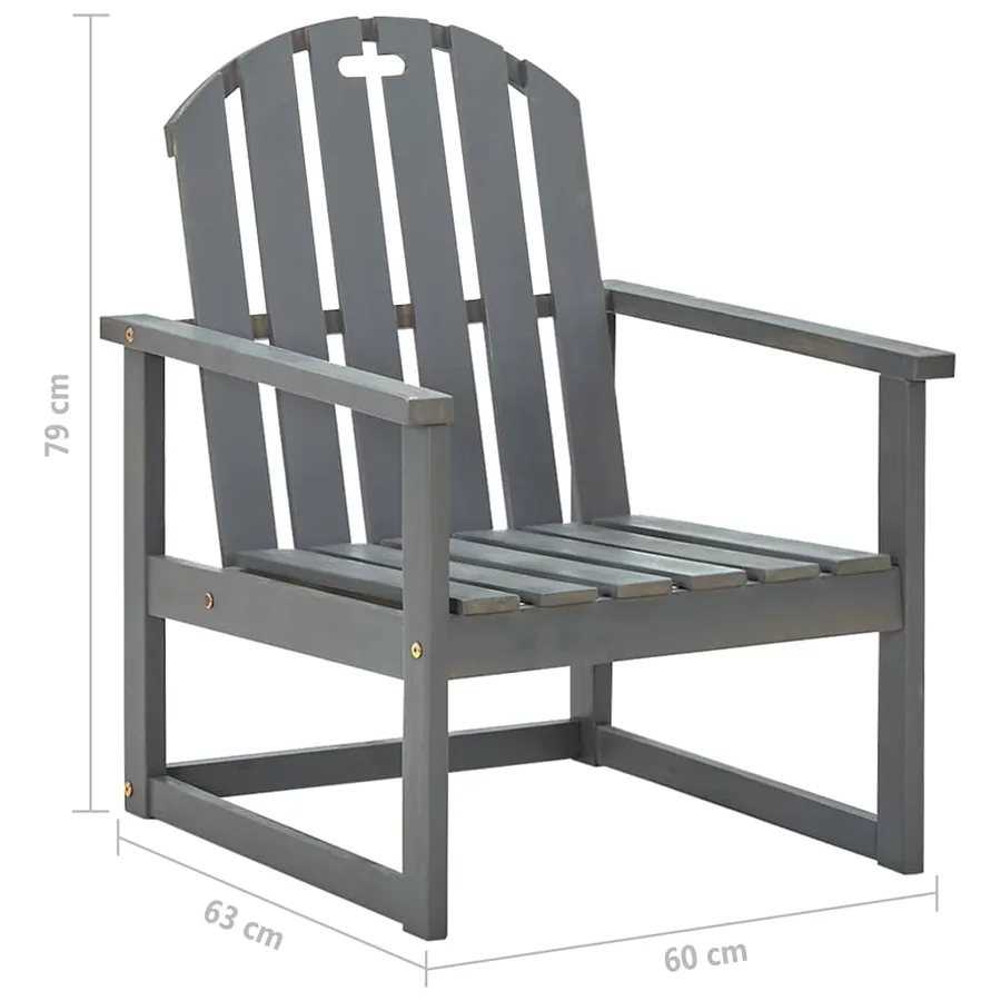 Chaises de jardin lot de 2 Gris Bois d'acacia solide - 8