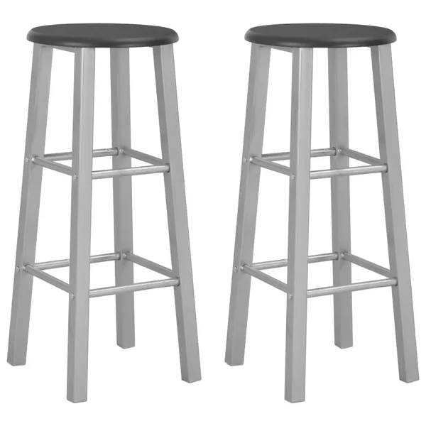 Tabourets de bar lot de 2 argenté MDF