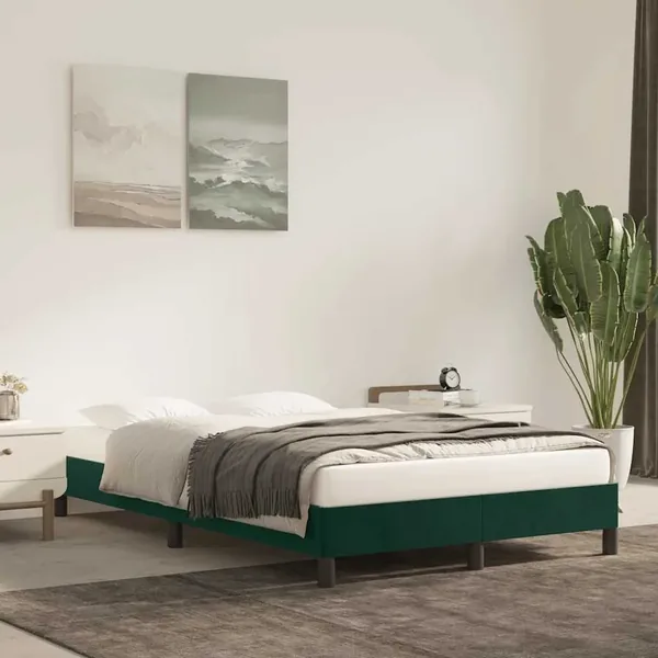 Cadre de lit sans matelas vert foncé 120x200 cm velours