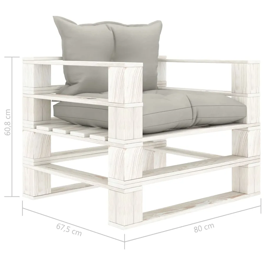 Canapé palette de jardin avec coussins taupe Bois - 6