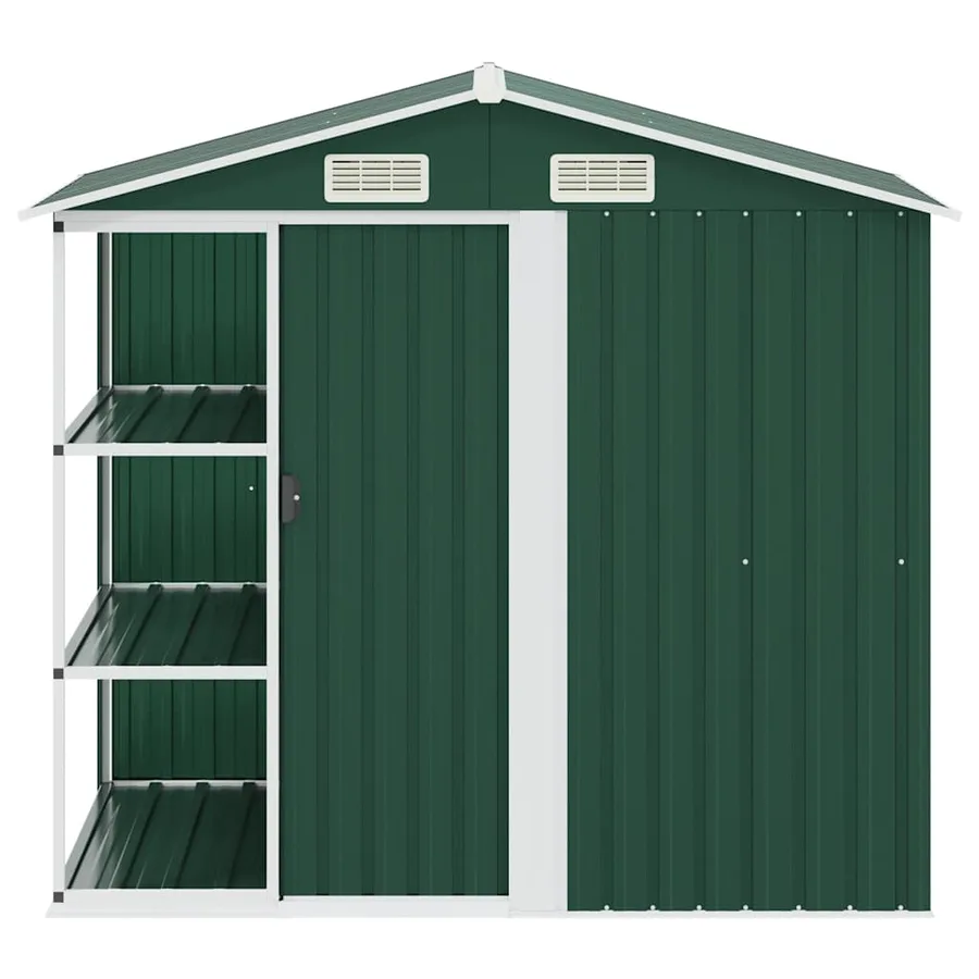 Abri de jardin avec étagère Vert 205x130x183 cm Fer - 4
